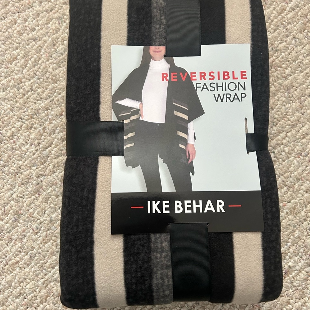 New Ike Behar Black and Cream Striped Wrap